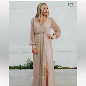 Baltic Born Abigail Sparkle Gown Champagne XL Sequin Maxi Dress